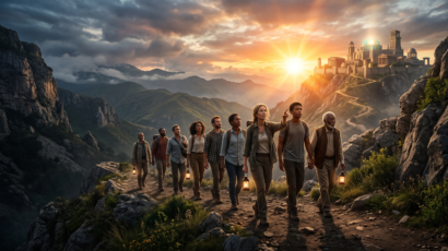 Ilustração cinematográfica de um guerreiro bíblico corajoso protegendo seu campo de lentilhas contra inimigos, simbolizando a defesa da herança espiritual.