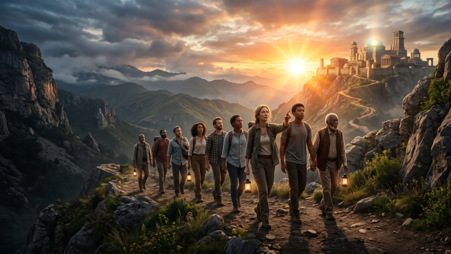 Ilustração cinematográfica de um guerreiro bíblico corajoso protegendo seu campo de lentilhas contra inimigos, simbolizando a defesa da herança espiritual.
